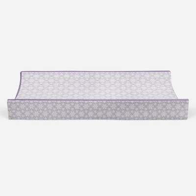 Bacati - Floral Quilted Muslin Changing Pad Cover Lilac 6 Bacati - Floral Quilted Muslin Changing Pad Cover Lilac - Image 4