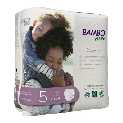 Bambo Nature Baby Diapers, Heavy Absorbency, Eco-Friendly, Size 5, 25 Count, 3 Packs, 75 Total 4 Bambo Nature Baby Diapers, Heavy Absorbency, Eco-Friendly, Size 5, 25 Count, 3 Packs, 75 Total - Image 2