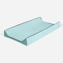 Bacati - Liam Aqua Triangles Quilted Muslin Changing Pad Cover -Baby Products Store GUEST 09f21f10 dfd3 477d 9d90 7b2df908888f