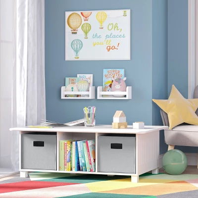RiverRidge Home 3pc Kids’ Activity Table Set With 2 Bonus 10'' Floating Wall Bookshelves White – RiverRidge 3 RiverRidge Home 3pc Kids’ Activity Table Set With 2 Bonus 10'' Floating Wall Bookshelves White – RiverRidge