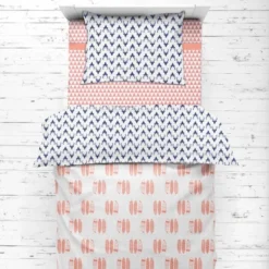 Bacati - Olivia Coral/Navy Buck/Feathers/Triangles Muslin 4 Pc Toddler Bedding Set -Baby Products Store GUEST 100193c1 4916 4a9a 85db 04ca58479752