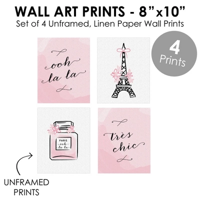 Big Dot Of Happiness Paris, Ooh La La - Unframed Eiffel Tower Nursery And Kids Room Linen Paper Wall Art - Set Of 4 - Artisms - 8 X 10 Inches 5 Big Dot Of Happiness Paris, Ooh La La - Unframed Eiffel Tower Nursery And Kids Room Linen Paper Wall Art - Set Of 4 - Artisms - 8 X 10 Inches - Image 3