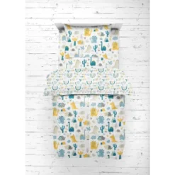 Bacati - Little Dino Boys Teal/Yellow Muslin 5 Pc Toddler Bedding Set With Dec Pillow -Baby Products Store GUEST 36ca9590 dd04 48c7 8b34 f2f5ecfc91d9