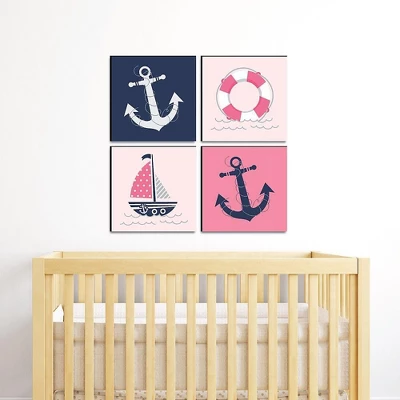 Big Dot Of Happiness Ahoy - Nautical Girl - Kids Room, Nursery Decor And Home Decor - 11 X 11 Inches Kids Wall Art - Set Of 4 Prints 3 Big Dot Of Happiness Ahoy - Nautical Girl - Kids Room, Nursery Decor And Home Decor - 11 X 11 Inches Kids Wall Art - Set Of 4 Prints