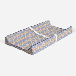 Bacati - Liam Orange/Navy Large Triangles Quilted Muslin Changing Pad Cover