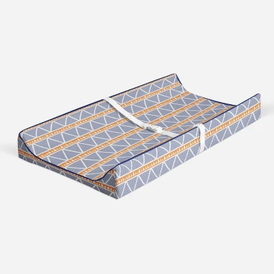 Bacati - Liam Orange/Navy Large Triangles Quilted Muslin Changing Pad Cover 3 Bacati - Liam Orange/Navy Large Triangles Quilted Muslin Changing Pad Cover