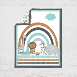 Bacati - Jungle Safari Aqua Orange Gray 10 Pc Crib Bedding Set With Long Rail Guard Cover -Baby Products Store GUEST 43f87929 956a 4cd5 b2bc ce8a017ea65b