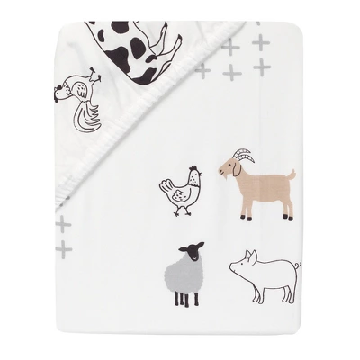 Lambs & Ivy Baby Farm Animals 100% Cotton Fitted Crib Sheet - White 4 Lambs & Ivy Baby Farm Animals 100% Cotton Fitted Crib Sheet - White - Image 2