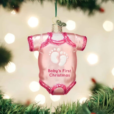 Old World Christmas Pink Baby Onesie - One Glass Ornament 3.25 Inches - Ornament First Christmas - 32338 - Glass - Pink 4 Old World Christmas Pink Baby Onesie - One Glass Ornament 3.25 Inches - Ornament First Christmas - 32338 - Glass - Pink - Image 2