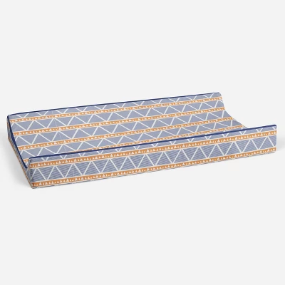 Bacati - Liam Orange/Navy Large Triangles Quilted Muslin Changing Pad Cover 4 Bacati - Liam Orange/Navy Large Triangles Quilted Muslin Changing Pad Cover - Image 2