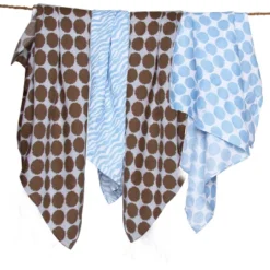 Bacati - Ikat Blue/Chocolate Swaddling Muslin Blankets Set Of 4 -Baby Products Store GUEST 580a7005 5fa9 423a a7bd a6b07441f14b