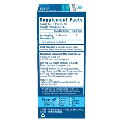 Mommy’s Bliss Mommy's Bliss Baby Probiotic Everyday - 0.34oz (45 Servings) 4 Mommy’s Bliss Mommy's Bliss Baby Probiotic Everyday - 0.34oz (45 Servings) - Image 2