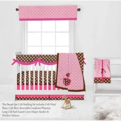 Bacati - Ladybugs Pink Chocolate 6 Pc Crib Bedding Set With Long Rail Guard Cover -Baby Products Store GUEST 652a364a e1f4 40fe 8937 a1a946d90909