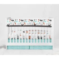 Bacati - Jungle Safari Aqua Orange Gray 10 Pc Crib Bedding Set With Long Rail Guard Cover -Baby Products Store GUEST 659e1928 cf4a 4902 ae0b 5c053f4c772e