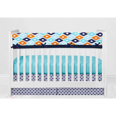 Bacati - Liam Aqua Orange Navy 6 Pc Crib Bedding Set With Long Rail Guard Cover 8 Bacati - Liam Aqua Orange Navy 6 Pc Crib Bedding Set With Long Rail Guard Cover - Image 6