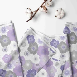 Bacati - Floral Printed Purple Gray 100 Percent Cotton Universal Baby US Standard Crib Or Toddler Bed Fitted Sheet