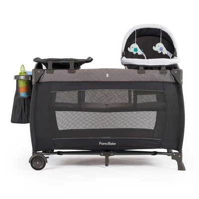 Pamo Babe Foldable Portable Nursery Center Foldable Bassinet Play Yard Crib Sleeper With 2 Wheels, Changing Table, And Carry Bag, Gray 4 Pamo Babe Foldable Portable Nursery Center Foldable Bassinet Play Yard Crib Sleeper With 2 Wheels, Changing Table, And Carry Bag, Gray - Image 2