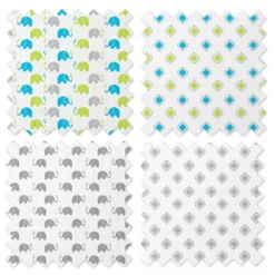 Bacati - Elephants Aqua/Lime/Gray Muslin Swaddling Blankets Set Of 4 -Baby Products Store GUEST 81176c6b a7f0 4c46 a1ad 862889a47ce2