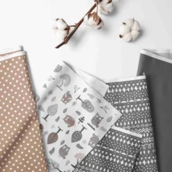 Bacati - Owls In The Woods Beige/Gray 10 Pc Crib Bedding Set With 2 Crib Fitted Sheets