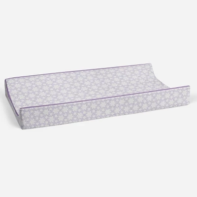 Bacati - Floral Quilted Muslin Changing Pad Cover Lilac 4 Bacati - Floral Quilted Muslin Changing Pad Cover Lilac - Image 2