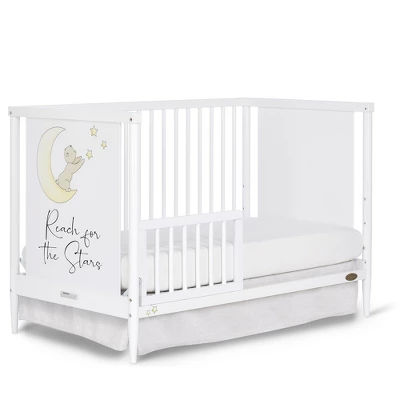 Dream On Me Moon Bear Reaching For The Stars 4 In 1 Modern Island Convertible Crib With Rounded Spindles Mural On One End Panel, White Finish 4 Dream On Me Moon Bear Reaching For The Stars 4 In 1 Modern Island Convertible Crib With Rounded Spindles Mural On One End Panel, White Finish - Image 2