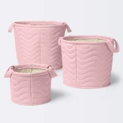 Quilted Fabric Small Round Storage Basket - Light Pink - Cloud Island™ -Baby Products Store GUEST 907895a6 dfe9 415c abe2 fbffea3e20d5