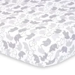 The Peanutshell Fitted Crib Sheets - Gray Elephant Walk - 2pk