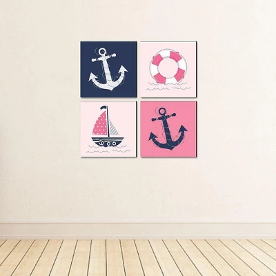 Big Dot Of Happiness Ahoy - Nautical Girl - Kids Room, Nursery Decor And Home Decor - 11 X 11 Inches Kids Wall Art - Set Of 4 Prints 4 Big Dot Of Happiness Ahoy - Nautical Girl - Kids Room, Nursery Decor And Home Decor - 11 X 11 Inches Kids Wall Art - Set Of 4 Prints - Image 2