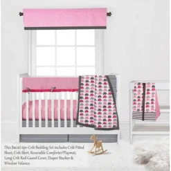 Bacati - Elephants Pink/Fuschia/Gray 6 Pc Crib Bedding Set With Long Rail Guard Cover -Baby Products Store GUEST 9972a72a 162f 46f5 a0c9 3a8632da15bc