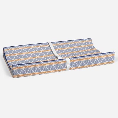 Bacati - Liam Orange/Navy Large Triangles Quilted Muslin Changing Pad Cover 5 Bacati - Liam Orange/Navy Large Triangles Quilted Muslin Changing Pad Cover - Image 3