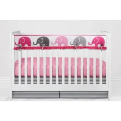 Bacati - Elephants Pink/Fuschia/Gray 6 Pc Crib Bedding Set With Long Rail Guard Cover -Baby Products Store GUEST a049ee2b ff88 4793 a931 0dfd036730b3