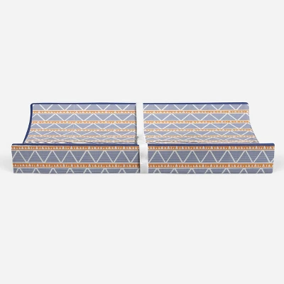 Bacati - Liam Orange/Navy Large Triangles Quilted Muslin Changing Pad Cover 7 Bacati - Liam Orange/Navy Large Triangles Quilted Muslin Changing Pad Cover - Image 5