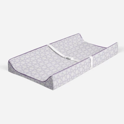 Bacati - Floral Quilted Muslin Changing Pad Cover Lilac 3 Bacati - Floral Quilted Muslin Changing Pad Cover Lilac