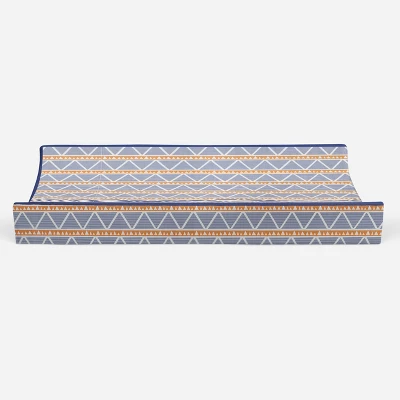 Bacati - Liam Orange/Navy Large Triangles Quilted Muslin Changing Pad Cover 6 Bacati - Liam Orange/Navy Large Triangles Quilted Muslin Changing Pad Cover - Image 4