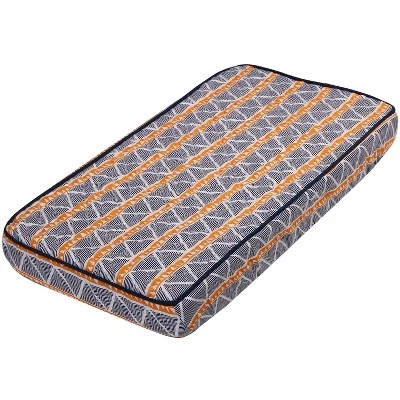Bacati - Liam Orange/Navy Large Triangles Quilted Muslin Changing Pad Cover 9 Bacati - Liam Orange/Navy Large Triangles Quilted Muslin Changing Pad Cover - Image 7