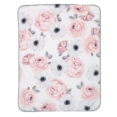 Lambs & Ivy Floral Garden Watercolor Floral Pink Ultra Soft Baby Blanket 4 Lambs & Ivy Floral Garden Watercolor Floral Pink Ultra Soft Baby Blanket - Image 2