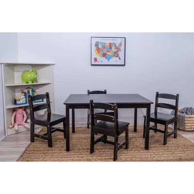 Rectangle Table With 4 Chairs Espresso - Gift Mark 3 Rectangle Table With 4 Chairs Espresso - Gift Mark