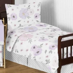 5pc Sweet Jojo Designs Watercolor Floral Toddler Bedding Set Lavender/Gray - Sweet Jojo Designs -Baby Products Store GUEST cac5874b f312 4199 82ac 07d4bf6c1548