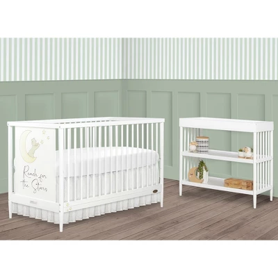 Dream On Me Moon Bear Reaching For The Stars 4 In 1 Modern Island Convertible Crib With Rounded Spindles Mural On One End Panel, White Finish 7 Dream On Me Moon Bear Reaching For The Stars 4 In 1 Modern Island Convertible Crib With Rounded Spindles Mural On One End Panel, White Finish - Image 5