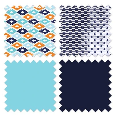 Bacati - Liam Aqua Orange Navy 6 Pc Crib Bedding Set With Long Rail Guard Cover 4 Bacati - Liam Aqua Orange Navy 6 Pc Crib Bedding Set With Long Rail Guard Cover - Image 2