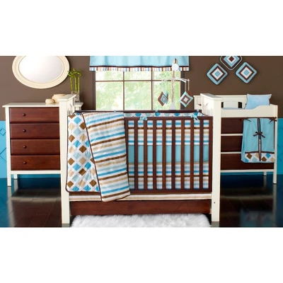 Bacati - Mod Dia Aqua/Choc Laundry Hamper With Wooden Frame 4 Bacati - Mod Dia Aqua/Choc Laundry Hamper With Wooden Frame - Image 2