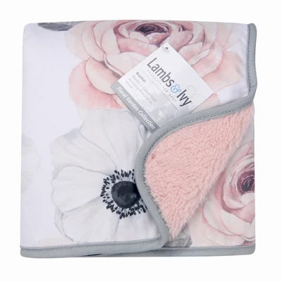 Lambs & Ivy Floral Garden Watercolor Floral Pink Ultra Soft Baby Blanket 6 Lambs & Ivy Floral Garden Watercolor Floral Pink Ultra Soft Baby Blanket - Image 4