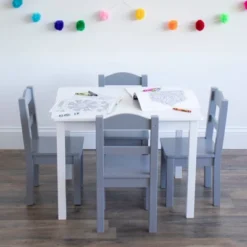 5pc Kids' Wood Table And Chair Set White/Gray - Humble Crew -Baby Products Store GUEST dd69c480 865c 4e9a 80bf 34dbb29073a5