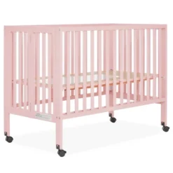 Dream On Me Quinn Full-Size Folding Crib I Removable Wheels I Modern Nursey I Adjustable Mattress Support I Patent Folding System In Blush Pink -Baby Products Store GUEST ec37faac a74a 4fd1 94a2 0103e71ff866