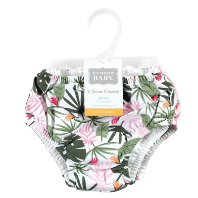 Hudson Baby Infant Girl Swim Diapers, Flamingo Tropical 3 Hudson Baby Infant Girl Swim Diapers, Flamingo Tropical