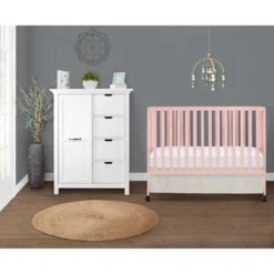 Dream On Me Quinn Full-Size Folding Crib I Removable Wheels I Modern Nursey I Adjustable Mattress Support I Patent Folding System In Blush Pink -Baby Products Store GUEST f531047a 4668 4fe6 8843 a2e0da3ff046