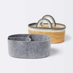 Braided Water Hyacinth Decorative Container With Coiled Rope Handles - Gray - Cloud Island™ 8 Braided Water Hyacinth Decorative Container With Coiled Rope Handles - Gray - Cloud Island™ -Baby Products Store GUEST fc794c5a a9d8 451f 886e 850875b4c360