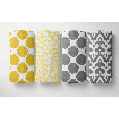 Bacati - Ikat Dots Giraffe Yellow Grey Muslin Neutral 8 Pc Crib Set With Crib Rail Guard 6 Bacati - Ikat Dots Giraffe Yellow Grey Muslin Neutral 8 Pc Crib Set With Crib Rail Guard - Image 4